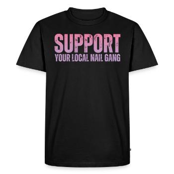 Soutenez votre Nail Gang Nail Tech local - T-shirt Premium bio Homme - noir - Devant - Nico (187cm)
