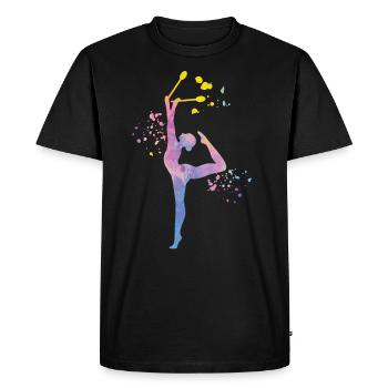 Gymnast with clubs Rhythmic gymnastics - Men's Premium Organic T-Shirt - black - Front - Nico (187cm)