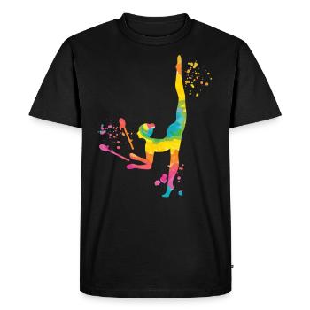 Gymnast with clubs Rhythmic gymnastics - Men's Premium Organic T-Shirt - black - Front - Nico (187cm)