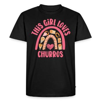 Cette fille aime les churros Drôles de churros - T-shirt Premium bio Homme - noir - Devant - Nico (187cm)