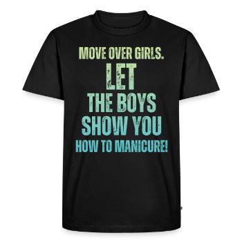 Place là, les filles - prothésistes ongulaires - T-shirt Premium bio Homme - noir - Devant - Nico (187cm)