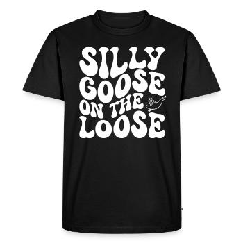 L’oie stupide en liberté - T-shirt Premium bio Homme - noir - Devant - Nico (187cm)