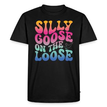 L’oie stupide en liberté - T-shirt Premium bio Homme - noir - Devant - Nico (187cm)