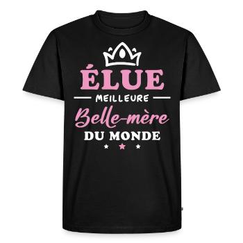 Élue meilleure belle mère du monde - T-shirt Premium bio Homme - noir - Devant - Nico (187cm)