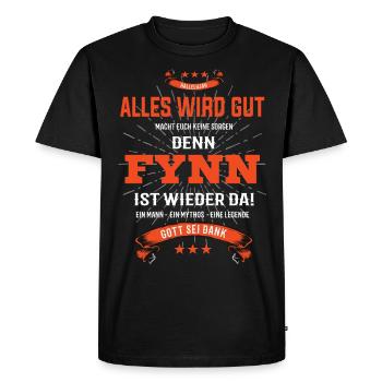 Alles wird gut denn Fynn Ist da T-Shirt - Männer Premium Bio T-Shirt - Schwarz - Vorne - Nico (187cm)