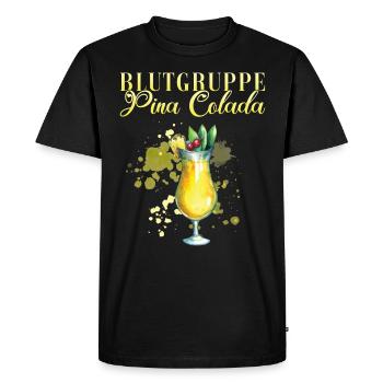 Blood type Pina Colada Bartender - Men's Premium Organic T-Shirt - black - Front - Nico (187cm)