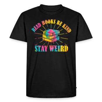 Reading books Be friendly Crazy Reading - Men's Premium Organic T-Shirt - black - Front - Nico (187cm)