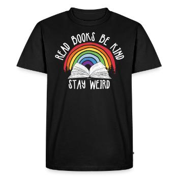 Reading books Be friendly Crazy Reading - Men's Premium Organic T-Shirt - black - Front - Nico (187cm)
