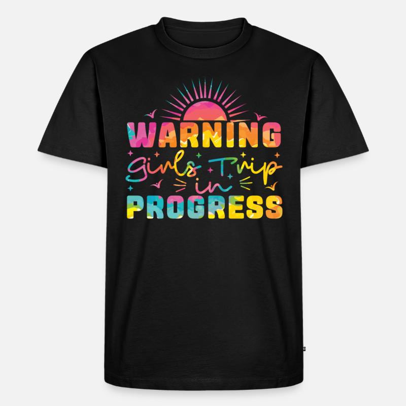 Warning Girls Trip In Progress - Männer Premium Bio T-Shirt - Schwarz
