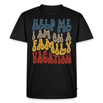 Au secours, je suis en vacances en famille - T-shirt Premium bio Homme - noir - Devant - Nico (187cm)