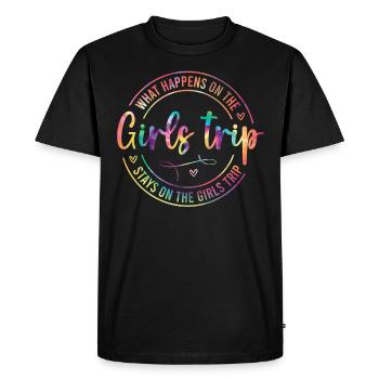 Que se passe-t-il lors du voyage entre filles ? - T-shirt Premium bio Homme - noir - Devant - Nico (187cm)
