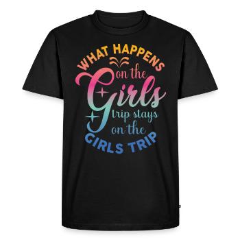 Que se passe-t-il lors du voyage entre filles ? - T-shirt Premium bio Homme - noir - Devant - Nico (187cm)