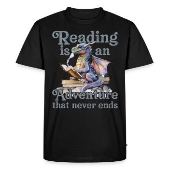 La lecture est une aventure Professeur de bibliothèque - T-shirt Premium bio Homme - noir - Devant - Nico (187cm)