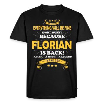 Tout ira bien Florian est de retour - T-shirt Premium bio Homme - noir - Devant - Nico (187cm)