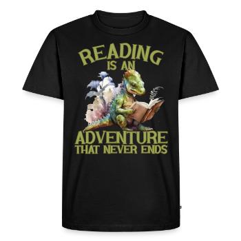 La lecture est une aventure Professeur de bibliothèque - T-shirt Premium bio Homme - noir - Devant - Nico (187cm)