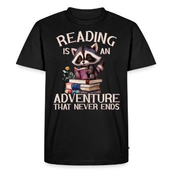 La lecture est une aventure Professeur de bibliothèque - T-shirt Premium bio Homme - noir - Devant - Nico (187cm)