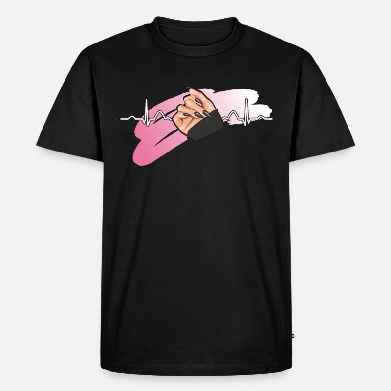 Heartbeat Naildesign Nagelstudio Tech - Männer Premium Bio T-Shirt - Schwarz