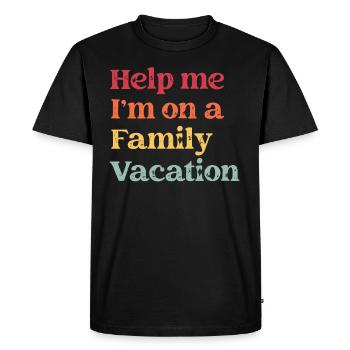 Au secours, je suis en vacances en famille - T-shirt Premium bio Homme - noir - Devant - Nico (187cm)
