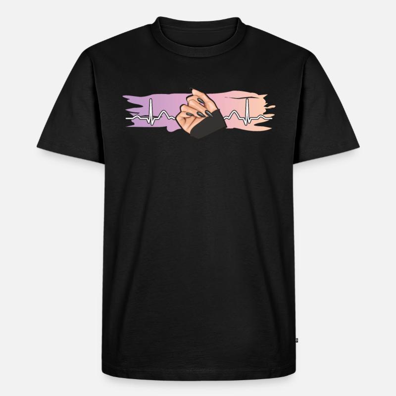Heartbeat Naildesign Nagelstudio Tech - Männer Premium Bio T-Shirt - Schwarz
