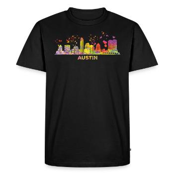 Austinites Aquarelle Skyline Austin - T-shirt Premium bio Homme - noir - Devant - Nico (187cm)