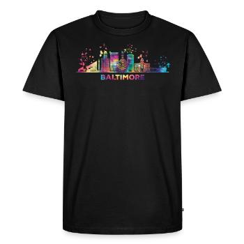 Baltimorean Aquarelle Skyline Baltimore - T-shirt Premium bio Homme - noir - Devant - Nico (187cm)