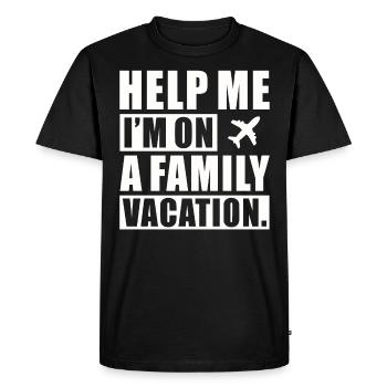 Au secours, je suis en vacances en famille - T-shirt Premium bio Homme - noir - Devant - Nico (187cm)