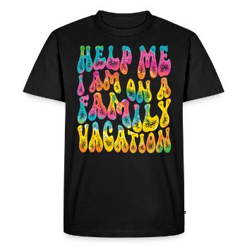 Au secours, je suis en vacances en famille - T-shirt Premium bio Homme - noir - Devant - Nico (187cm)