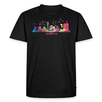 Austinites Aquarelle Skyline Austin - T-shirt Premium bio Homme - noir - Devant - Nico (187cm)