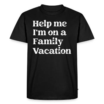 Au secours, je suis en vacances en famille - T-shirt Premium bio Homme - noir - Devant - Nico (187cm)