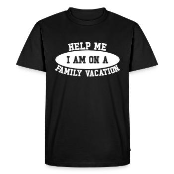 Au secours, je suis en vacances en famille - T-shirt Premium bio Homme - noir - Devant - Nico (187cm)
