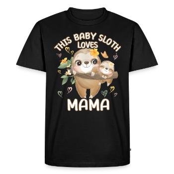 Ce bébé paresseux aime maman le jour de la fête des mères - T-shirt Premium bio Homme - noir - Devant - Nico (187cm)