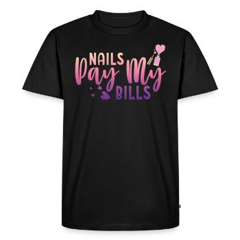 Nails Pay My Bills Manucure Nail Tech - T-shirt Premium bio Homme - noir - Devant - Nico (187cm)