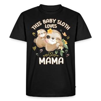 Ce bébé paresseux aime maman le jour de la fête des mères - T-shirt Premium bio Homme - noir - Devant - Nico (187cm)