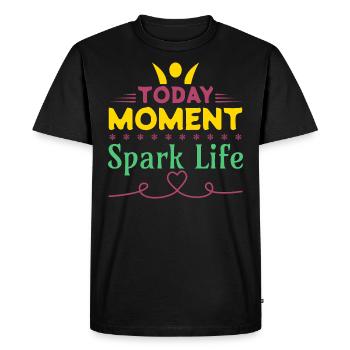 L'instant d'aujourd'hui, étincelle la vie - T-shirt Premium bio Homme - noir - Devant - Nico (187cm)