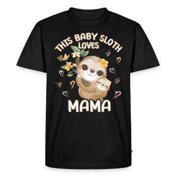 Ce bébé paresseux aime maman le jour de la fête des mères - T-shirt Premium bio Homme - noir - Devant - Nico (187cm)