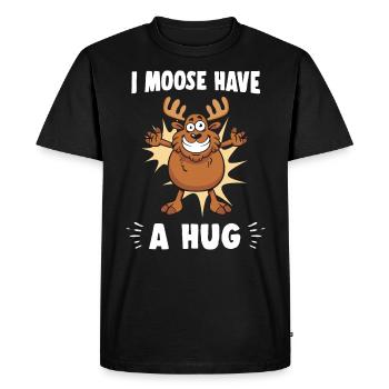 I Moose Have A A Hug Hug Câlin Orignal Drôle - T-shirt Premium bio Homme - noir - Devant - Nico (187cm)