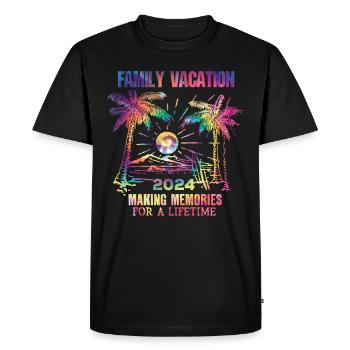 Family holidays 2024 make memories - Men's Premium Organic T-Shirt - black - Front - Nico (187cm)