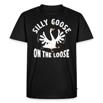 Silly geese on the loose - Men's Premium Organic T-Shirt - black - Front - Nico (187cm)