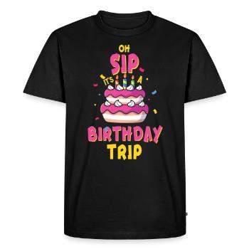 Week-end entre filles Oh Sip C’est un voyage d’anniversaire - T-shirt Premium bio Homme - noir - Devant - Nico (187cm)