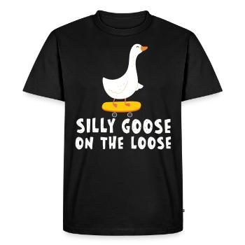 Silly geese on the loose - Men's Premium Organic T-Shirt - black - Front - Nico (187cm)