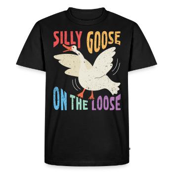 L’oie stupide en liberté - T-shirt Premium bio Homme - noir - Devant - Nico (187cm)