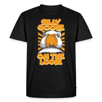 L’oie stupide en liberté - T-shirt Premium bio Homme - noir - Devant - Nico (187cm)