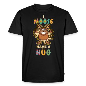 I Moose Have A A Hug Hug Câlin Orignal Drôle - T-shirt Premium bio Homme - noir - Devant - Nico (187cm)