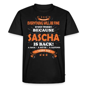 Everything will be fine Sascha Is back - Men's Premium Organic T-Shirt - black - Front - Nico (187cm)
