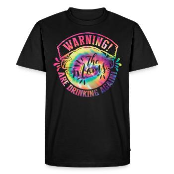 Avertissement Mamans Amis Réunion Filles Voyage - T-shirt Premium bio Homme - noir - Devant - Nico (187cm)