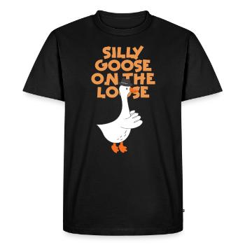 L’oie stupide en liberté - T-shirt Premium bio Homme - noir - Devant - Nico (187cm)