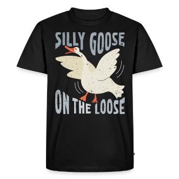 L’oie stupide en liberté - T-shirt Premium bio Homme - noir - Devant - Nico (187cm)