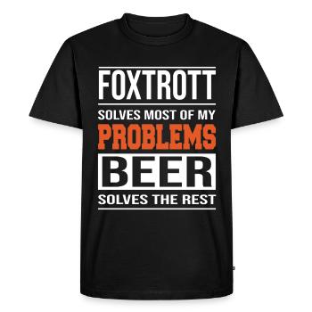 Foxtrot solves problems, beer solves the rest - Men's Premium Organic T-Shirt - black - Front - Nico (187cm)