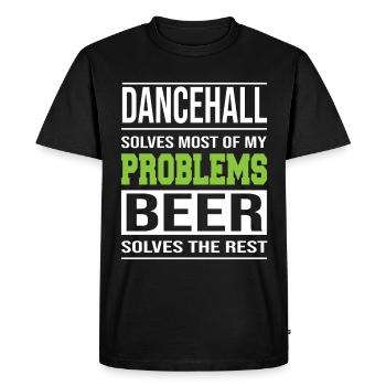 Le dancehall résout les problèmes, la bière résout le reste - T-shirt Premium bio Homme - noir - Devant - Nico (187cm)