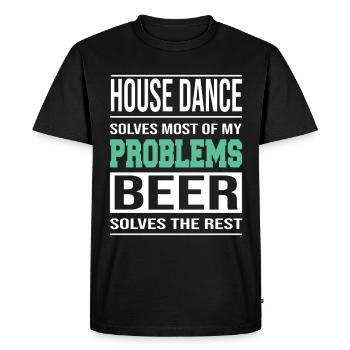 La danse house résout les problèmes, la bière résout le reste - T-shirt Premium bio Homme - noir - Devant - Nico (187cm)